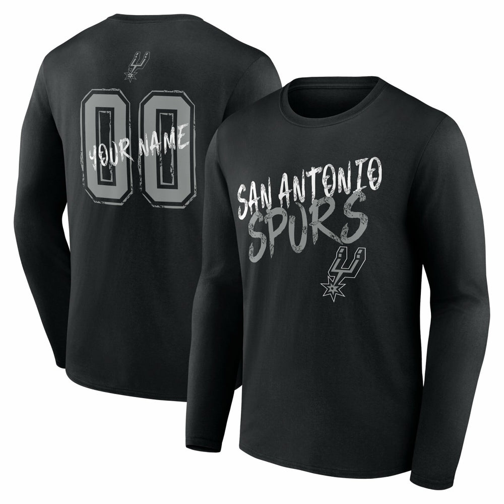 NBA - San Antonio Spurs Hustle Custom Long Sleeve T-Shirt - Black