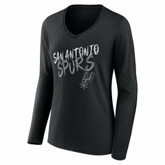NBA - San Antonio Spurs Women's Hustle Custom Long Sleeve V-Neck T-Shirt - Black