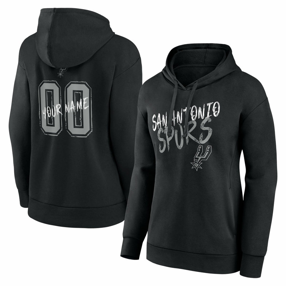 NBA - San Antonio Spurs Women's Hustle Custom Pullover Hoodie - Black