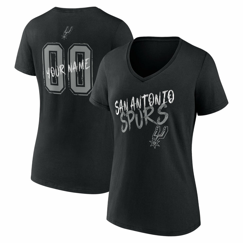 NBA - San Antonio Spurs Women's Hustle Custom V-Neck T-Shirt - Black