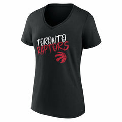 NBA - Toronto Raptors Women's Hustle Custom V-Neck T-Shirt - Black