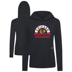 Chicago Blackhawks Levelwear Women's Relay Banner Arch Pullover Hoodie Black