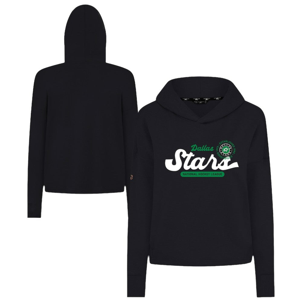 Dallas Stars - Levelwear Women's Sweet Monument Tri-Blend Cropped Pullover Hoodie Black