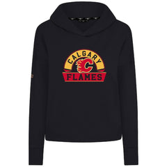 Calgary Flames - Levelwear Women's Sweet Banner Arch Tri-Blend Cropped Pullover Hoodie Black