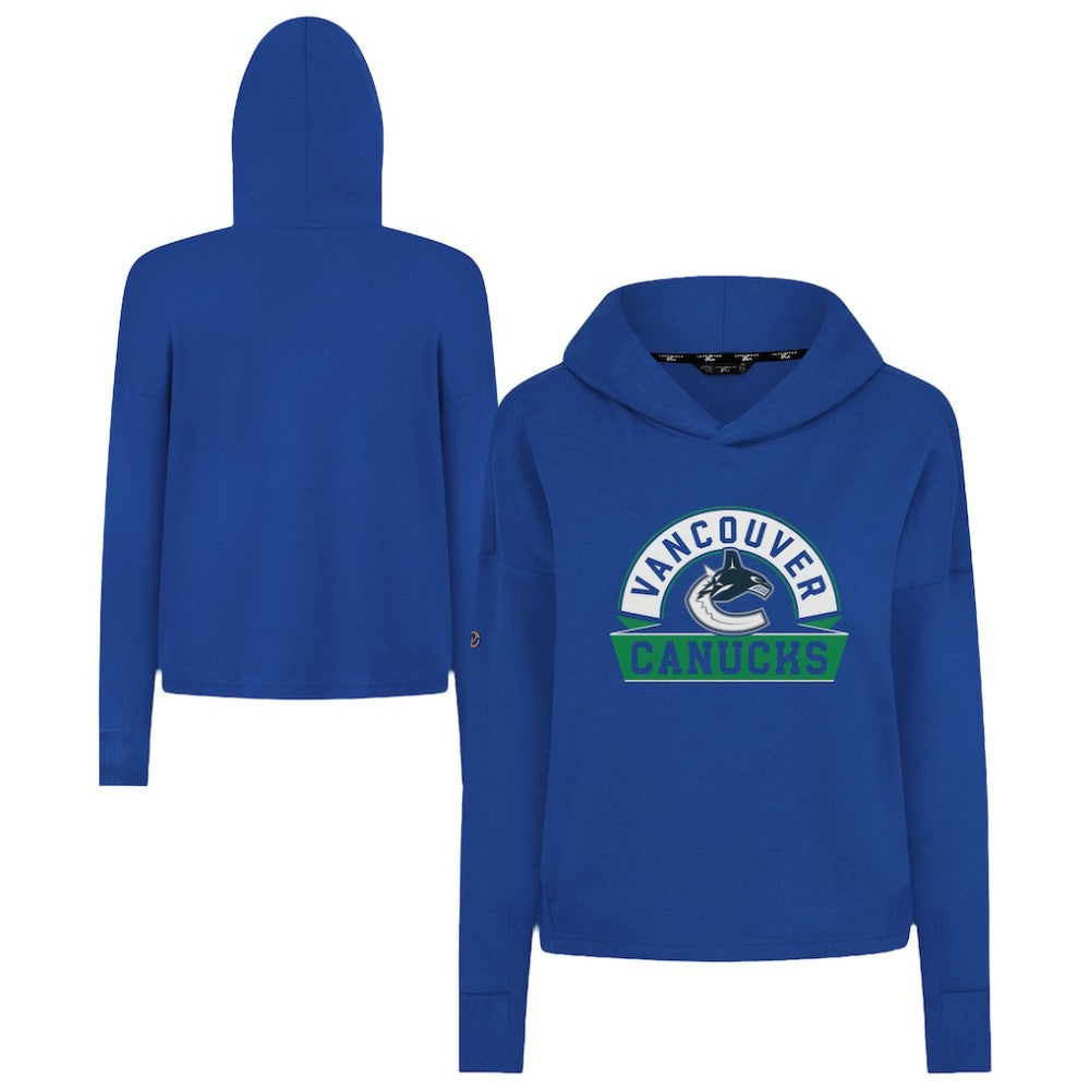 Vancouver Canucks - Levelwear Women's Sweet Banner Arch Tri-Blend Cropped Pullover Hoodie Royal