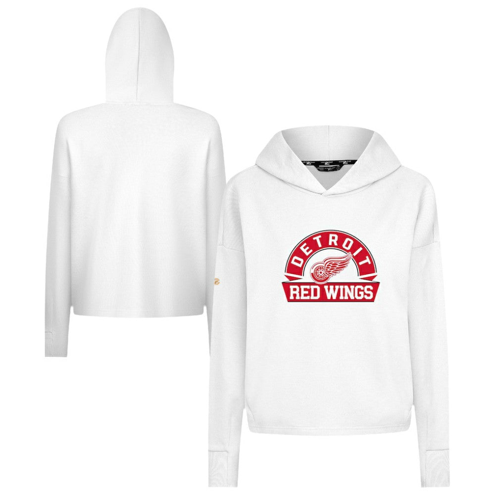 Detroit Red Wings - Levelwear Women's Sweet Banner Arch Tri-Blend Cropped Pullover Hoodie White