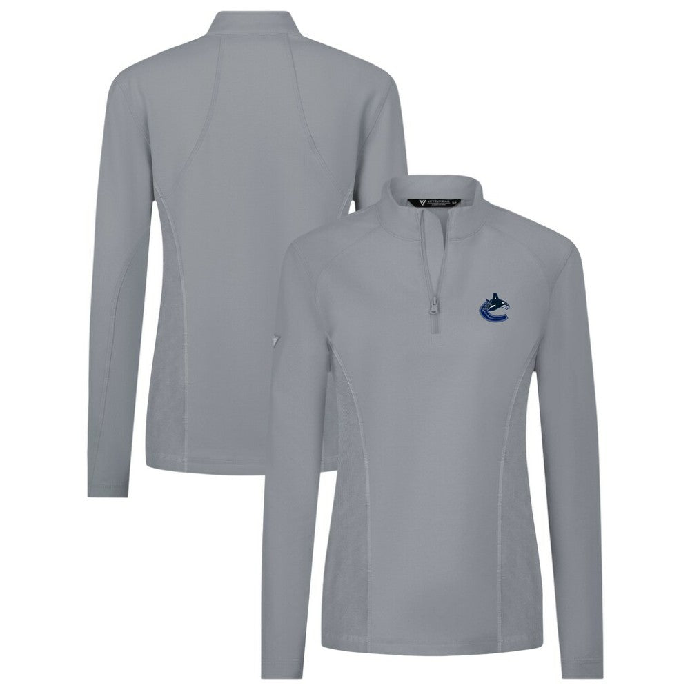 Vancouver Canucks - Levelwear Women's Upright Quarter-Zip Pullover Gray