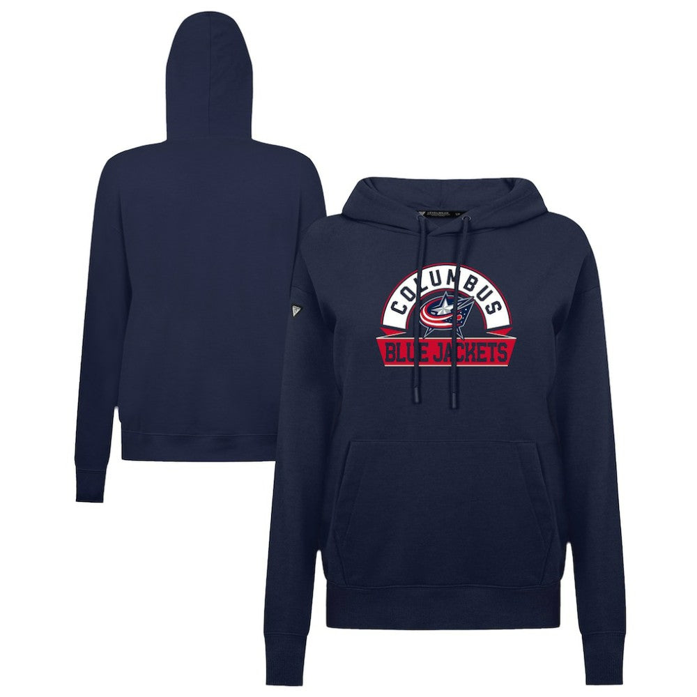 Columbus Blue Jackets - Levelwear Women's Adorn Banner Arch Pullover Hoodie Navy