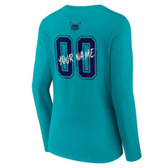 NBA - Charlotte Hornets Women's Hustle Custom Long Sleeve V-Neck T-Shirt - Teal