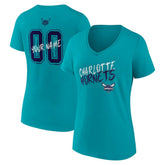 NBA - Charlotte Hornets Women's Hustle Custom V-Neck T-Shirt - Teal