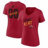 NBA - Miami Heat Women's Hustle Custom V-Neck T-Shirt - Red