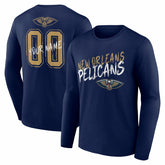 NBA - New Orleans Pelicans Hustle Custom Long Sleeve T-Shirt - Navy