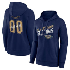 NBA - New Orleans Pelicans Women's Hustle Custom Pullover Hoodie - Navy