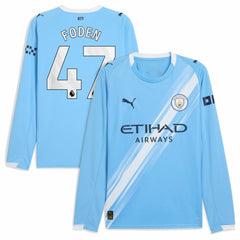 Puma Phil Foden Manchester City 2025/26 Home Replica Long Sleeve Player Jerseys - Sky Blue
