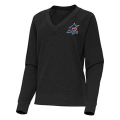 Miami Marlins Antigua Women's Varsity Tri-Blend V-Neck Long Sleeve T-Shirt On Sale