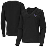 Colorado Rockies Antigua Women's Varsity Tri-Blend V-Neck Long Sleeve T-Shirt On Sale