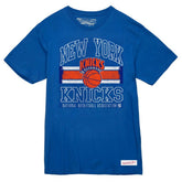 Mitchell & Ness - New York Knicks Striped Logo Lockup Premium T-Shirt - Royal