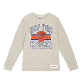 Mitchell & Ness - New York Knicks Striped Logo Lockup Premium T-Shirt - Cream