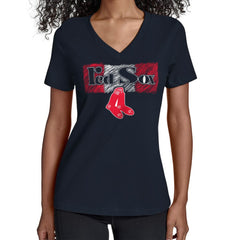 Boston Red Sox Starter Women's Team Color Shading V-Neck T-Shirt discount