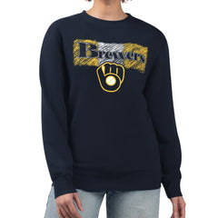 Milwaukee Brewers Starter Women's Team Color Shading Fleece Pullover Sweatshirt Sale