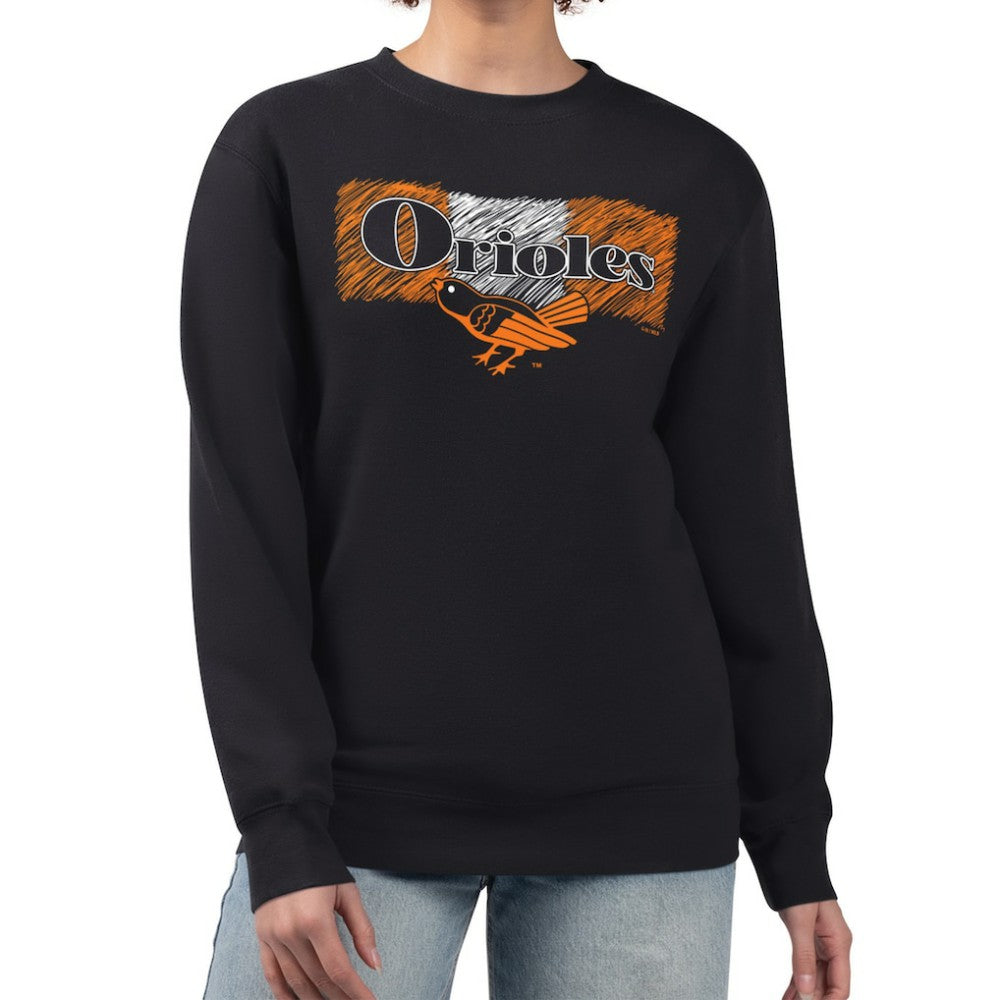 Baltimore Orioles Starter Women's Team Color Shading Fleece Pullover Sweatshirt Clearance