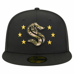 Seattle Kraken New Era Military Appreciation Digital Camo Stars 59FIFTY Fitted Hat Black