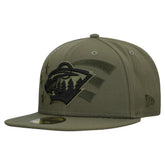 Minnesota Wild - New Era Military Appreciation Flag 59FIFTY Fitted Hat Olive