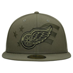 Detroit Red Wings - New Era Military Appreciation Flag 59FIFTY Fitted Hat Olive