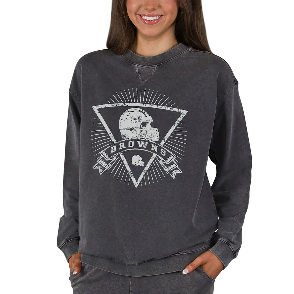 Cleveland Browns Concepts Sport Women's Boxy Mist French Terry Long Sleeve Top Charcoal - NFL