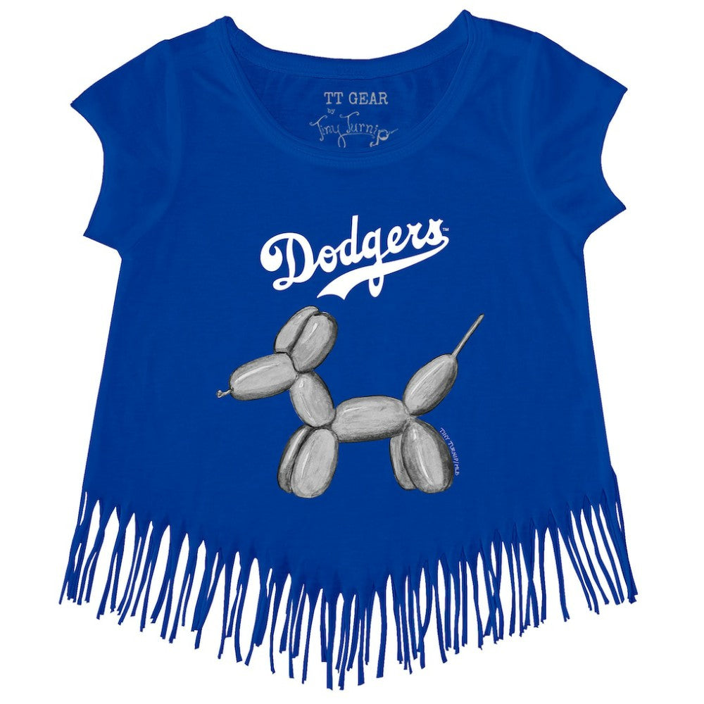 Los Angeles Dodgers Tiny Turnip Girls Youth Balloon Dog Fringe T-Shirt discount