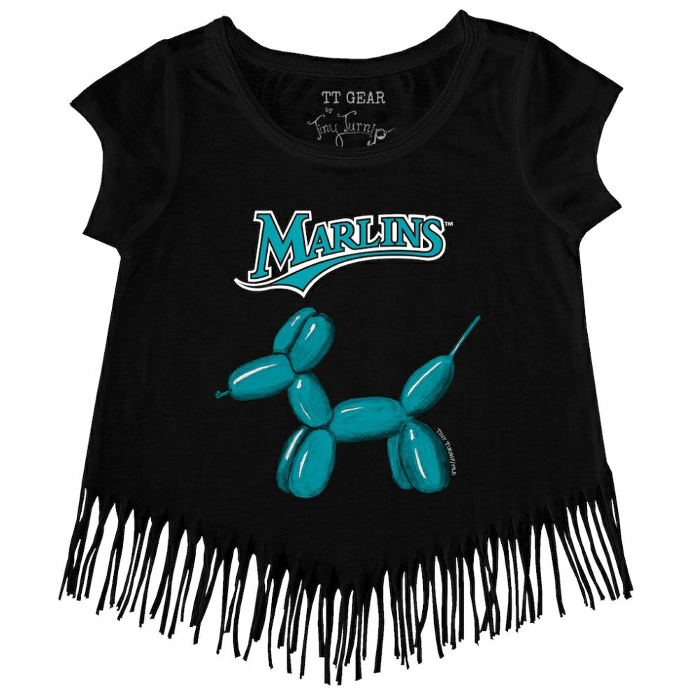Miami Marlins Tiny Turnip Girls Youth Balloon Dog Fringe T-Shirt discount