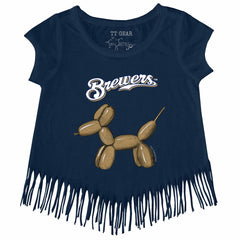 Milwaukee Brewers Tiny Turnip Girls Youth Balloon Dog Fringe T-Shirt for sale