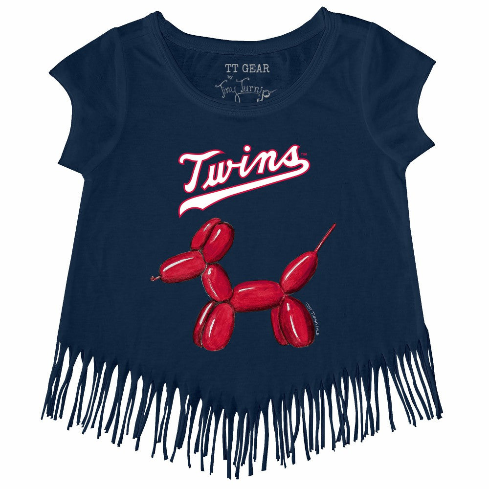 Minnesota Twins Tiny Turnip Girls Youth Balloon Dog Fringe T-Shirt Lifestyle