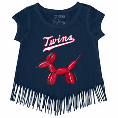 Minnesota Twins Tiny Turnip Girls Youth Balloon Dog Fringe T-Shirt Lifestyle