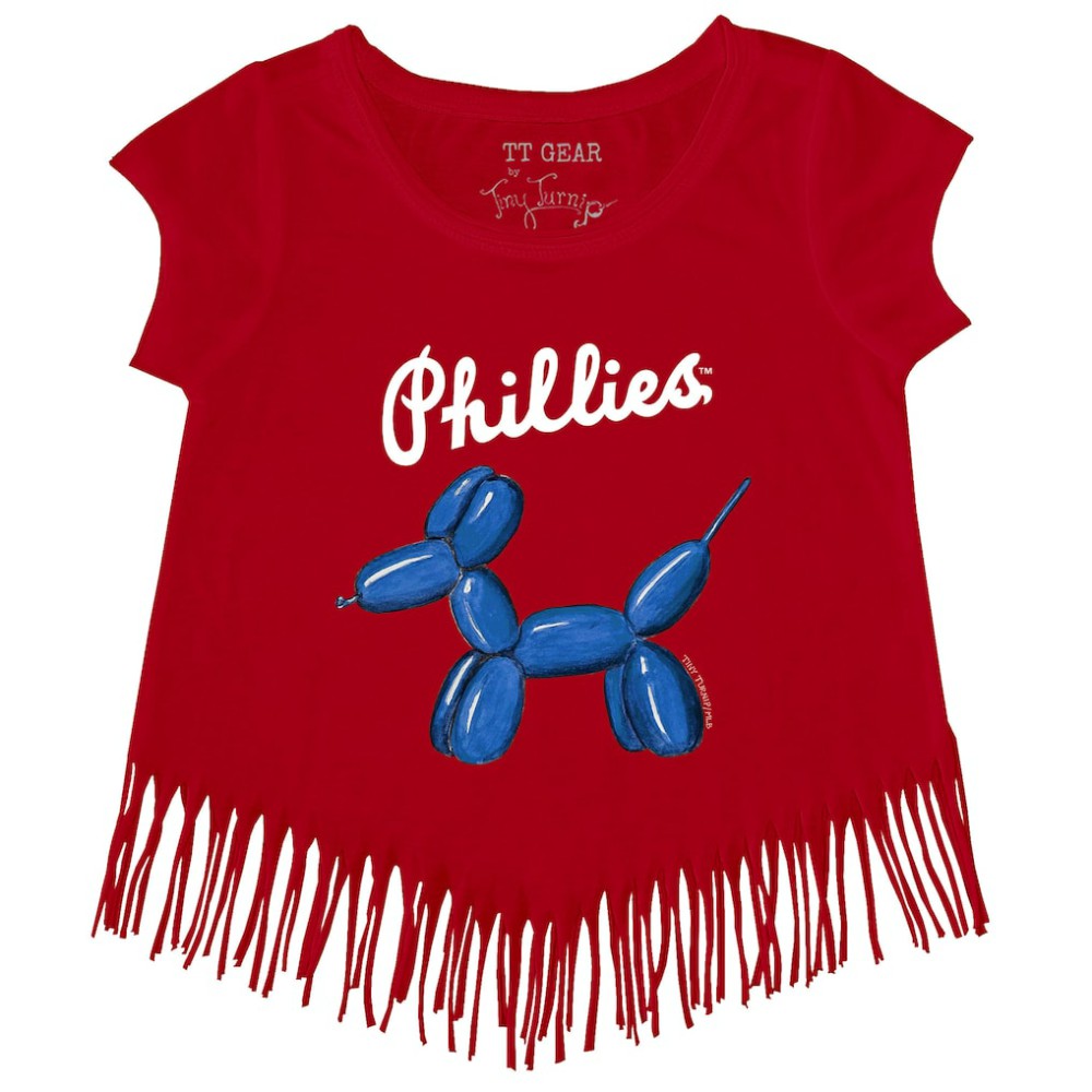 Philadelphia Phillies Tiny Turnip Girls Youth Balloon Dog Fringe T-Shirt discount