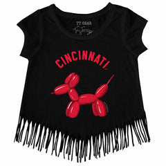 Cincinnati Reds Tiny Turnip Girls Youth Balloon Dog Fringe T-Shirt Online