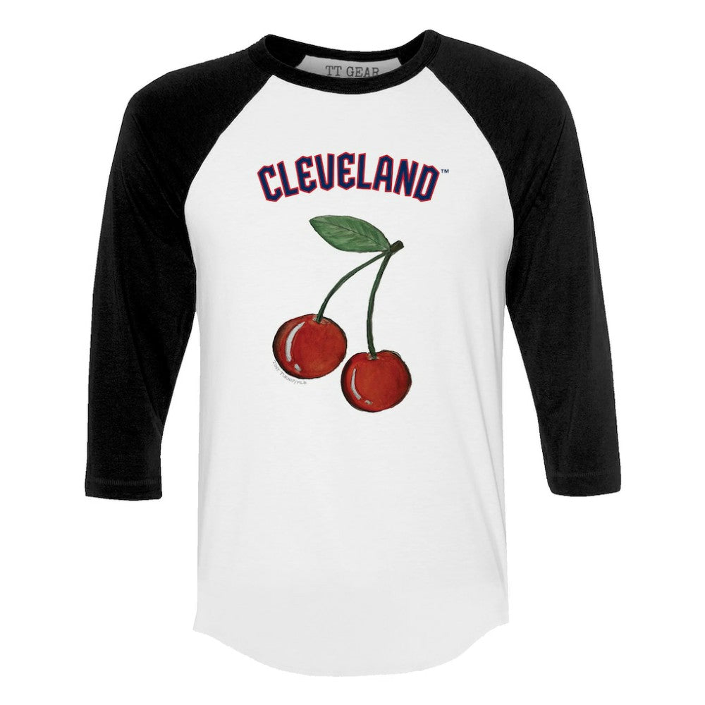 Cleveland Guardians Tiny Turnip Women's Cherries 3/4-Sleeve Raglan Baseball T-Shirt Sale