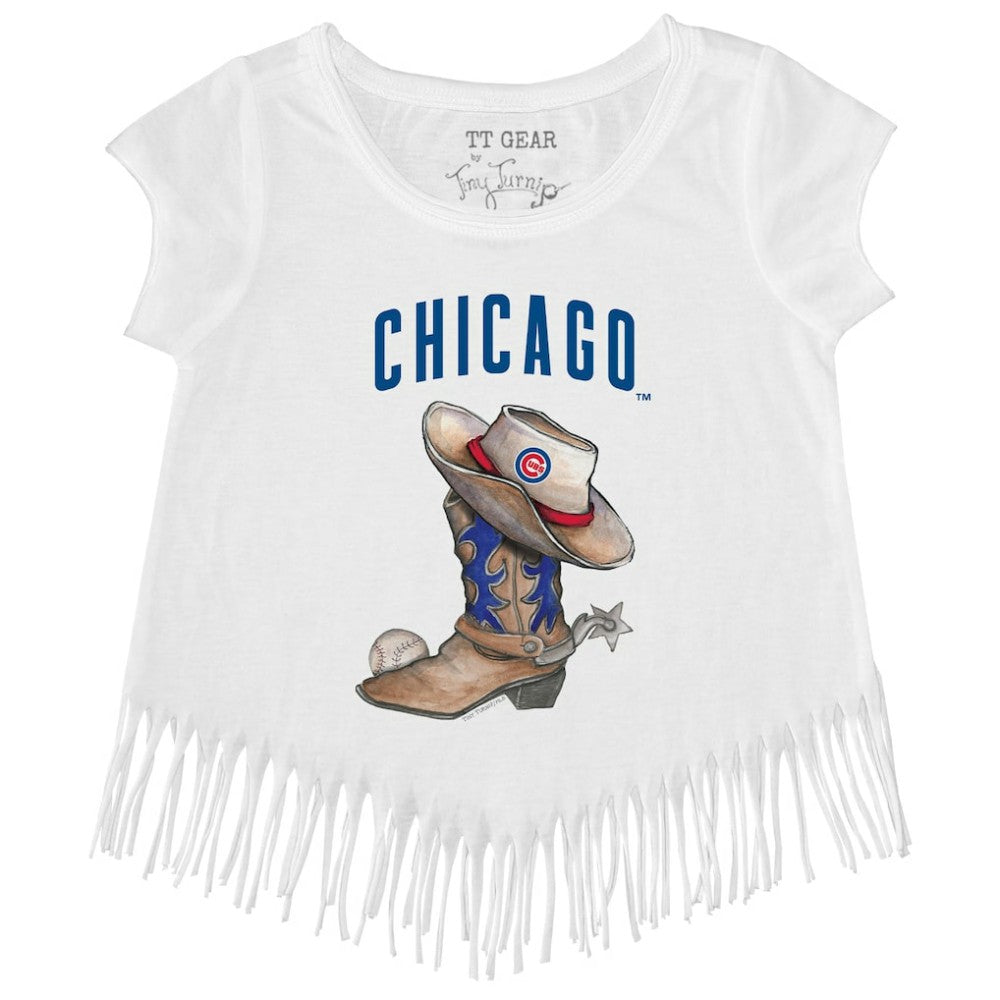 Chicago Cubs Tiny Turnip Girls Youth Cowboy Boot Fringe T-Shirt Near Me