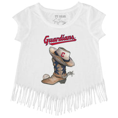 Cleveland Guardians Tiny Turnip Girls Youth Cowboy Boot Fringe T-Shirt Lifestyle
