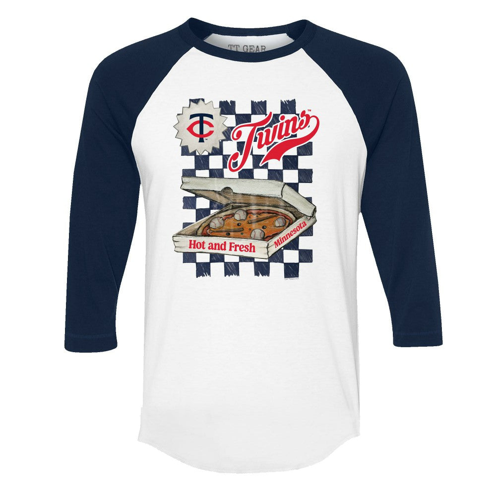 Minnesota Twins Tiny Turnip Women's Pizza 3/4-Sleeve Raglan Baseball T-Shirt Lifestyle