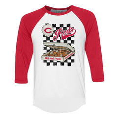 Cincinnati Reds Tiny Turnip Women's Pizza 3/4-Sleeve Raglan Baseball T-Shirt for sale
