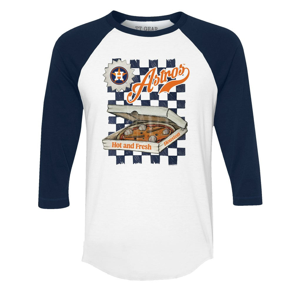 Houston Astros Tiny Turnip Women's Pizza 3/4-Sleeve Raglan Baseball T-Shirt On Sale