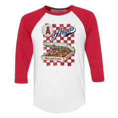 Los Angeles Angels Tiny Turnip Women's Pizza 3/4-Sleeve Raglan Baseball T-Shirt Near Me