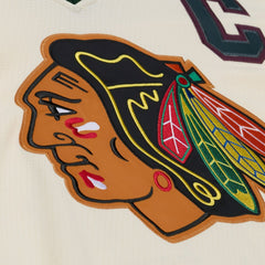 Chicago Blackhawks Mitchell & Ness x Just Don Jersey Hoodie Cream