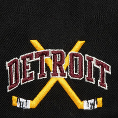 Detroit Red Wings - Mitchell & Ness x Just Don Wave Script Pro Strapback Hat Black/Maroon