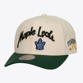 Toronto Maple Leafs - Mitchell & Ness x Just Don Wave Script Pro Strapback Hat Cream/Green