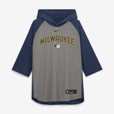 Milwaukee Brewers Nike Authentic Collection Flux Dri-FIT Raglan 3/4-Sleeve Hooded T-Shirt discount