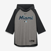 Miami Marlins Nike Authentic Collection Flux Dri-FIT Raglan 3/4-Sleeve Hooded T-Shirt Lifestyle
