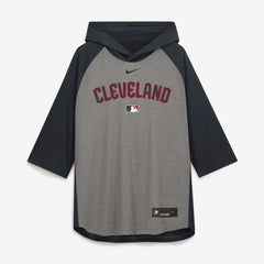 Cleveland Guardians Nike Authentic Collection Flux Dri-FIT Raglan 3/4-Sleeve Hooded T-Shirt Clearance