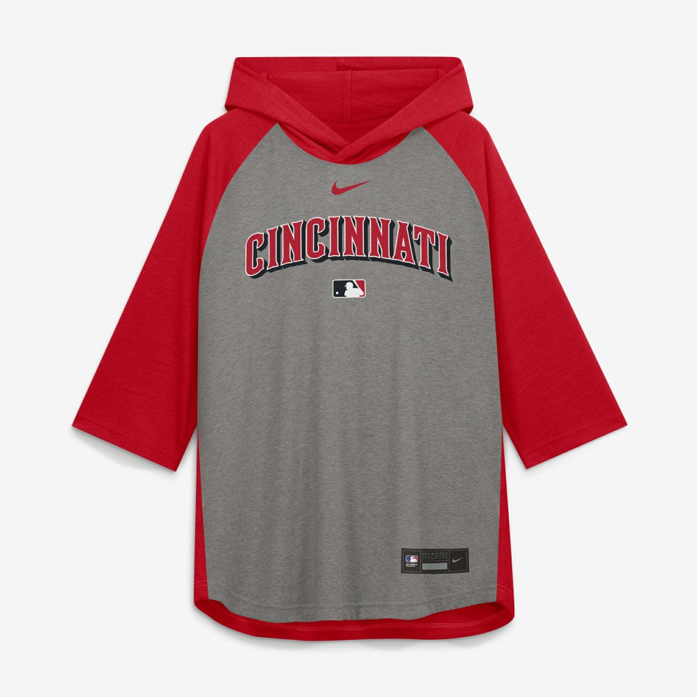 Cincinnati Reds Nike Authentic Collection Flux Dri-FIT Raglan 3/4-Sleeve Hooded T-Shirt Online